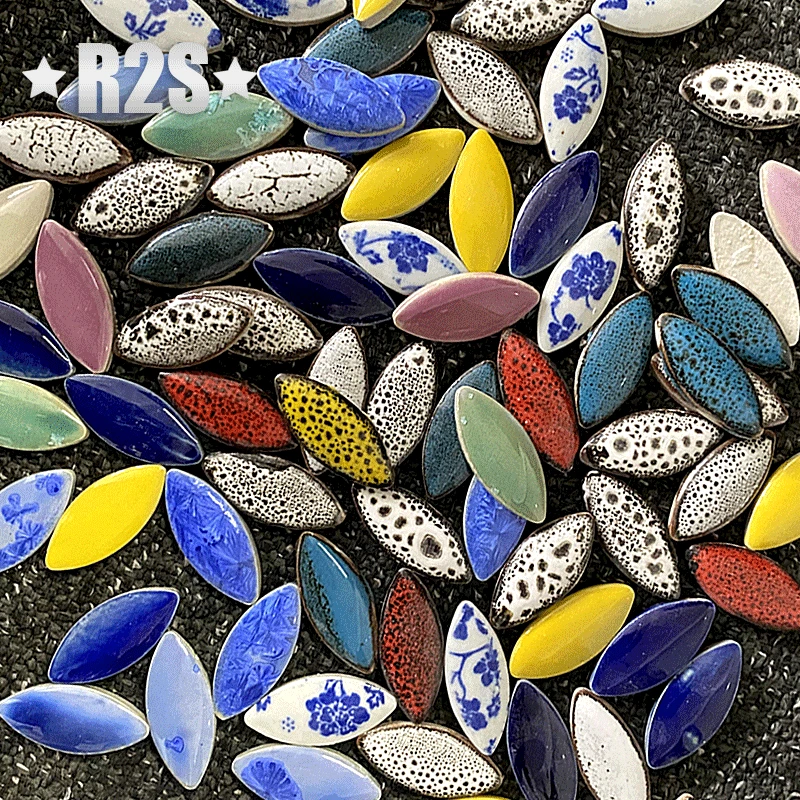 100g Multi Color Irregular Ceramic Mosaic Tiles DIY Mosaic Making Stones for Craft Hobby Arts Wall Decoration Petal arte oval