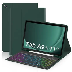 Universal Backlit Keyboard Case with Multilingual Support - Hebrew (Dark Green)