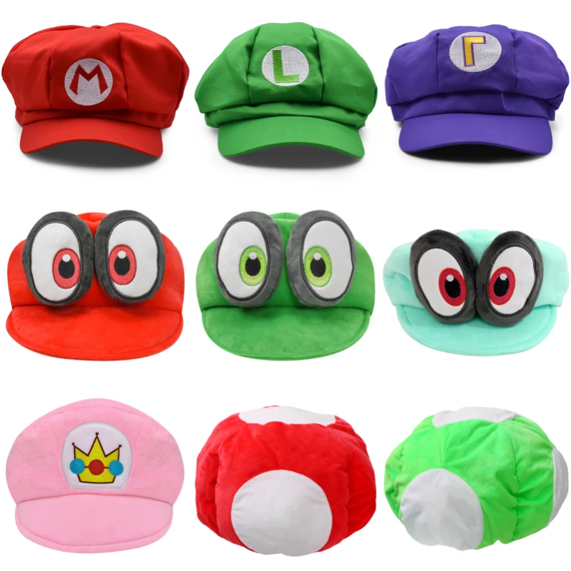 Kawaii Mario Luigi Bros Ccy Princess Peach Soft Peluche Cappelli Waluigi Wario Fungo Anime Periferiche Berretto Da Baseball Bambini Adulti