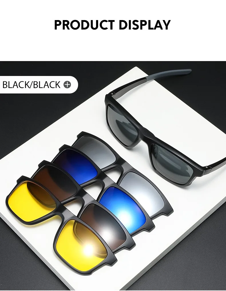 Brillen rahmen Männer Frauen mit 5 Stück Clip auf polarisierten Sonnenbrillen Brille Magnet brille männlich uv400 Brille 2269 – Detail 8