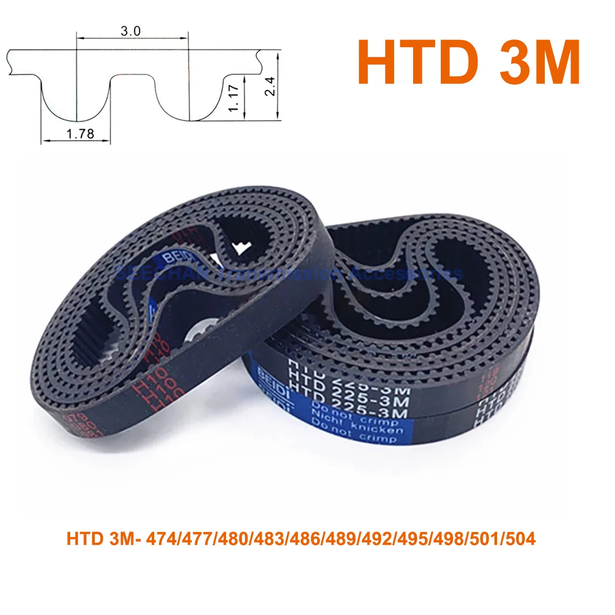 375-3M HTD Timing Belt 125 Teeth Cogged Rubber Geared Closed Loop 15mm Wide 