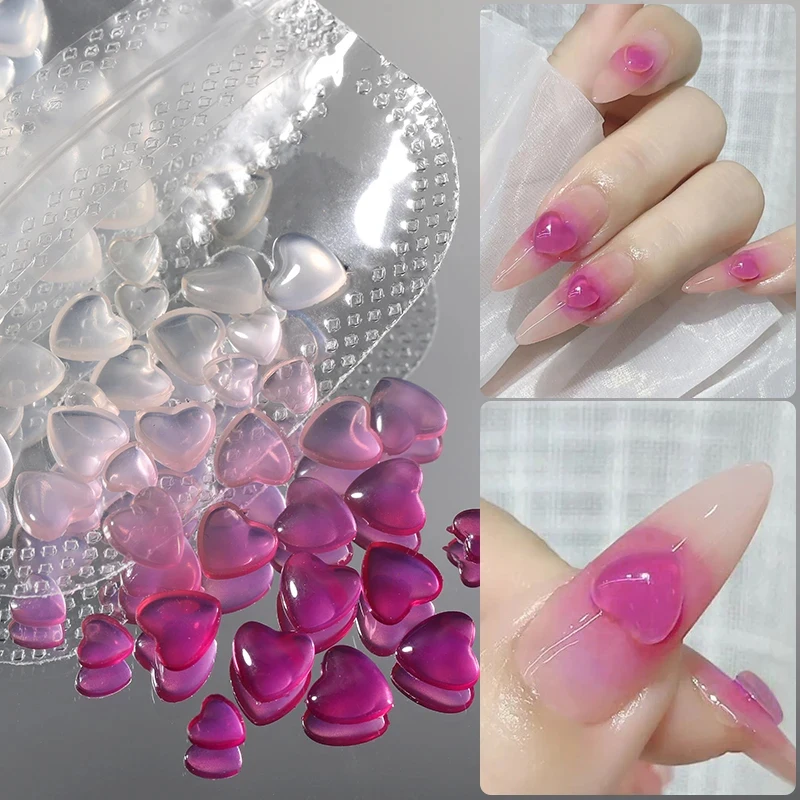 Décorations 3D pour Nail Art, strass, cœur d'amour, pierres de cristal brillantes, sensibles à la lumière, perles de verre, décoration de manucure