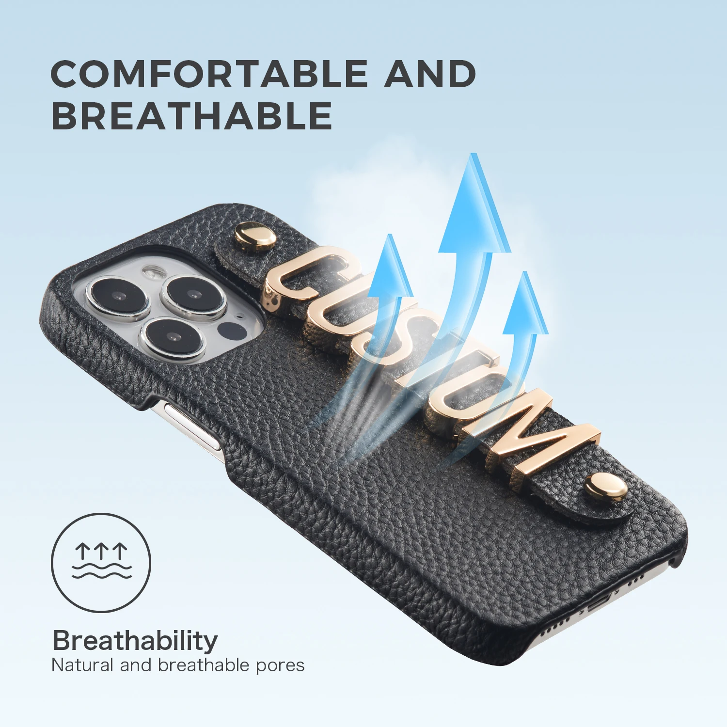 Tomocomo Personalized Leather Phone Case Custom Name Luxury Cover Metal Letters iPhone 15 14 13 12 11Pro Max 14 15Plus