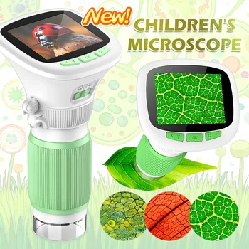 Microscopio portatile per bambini con schermo IPS HD da 2,4 pollici, ingrandimento 200X e 1000X, registrazione foto/video, per bambini dai 6 ai 12 anni
