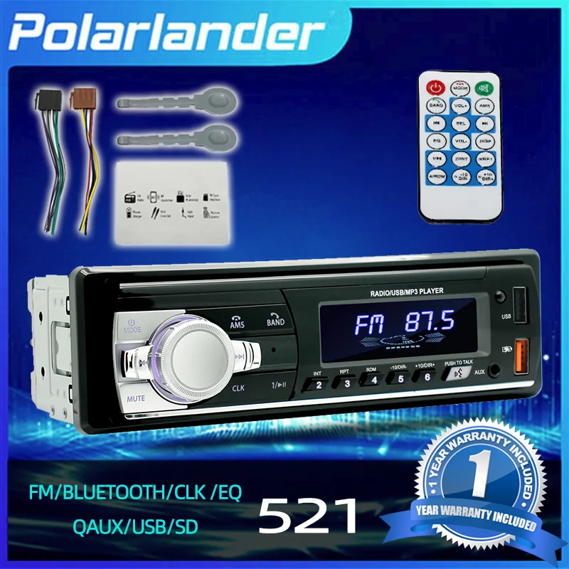 Probleem leeg Dubbelzinnigheid 521 Fm Mp3 Player 1 Din Speaker Short Car Radio Dual Usb Bluetooth 2.0 Aux  Eq Stereo Accessories For Vehicles Polarlander - Car Radios - AliExpress