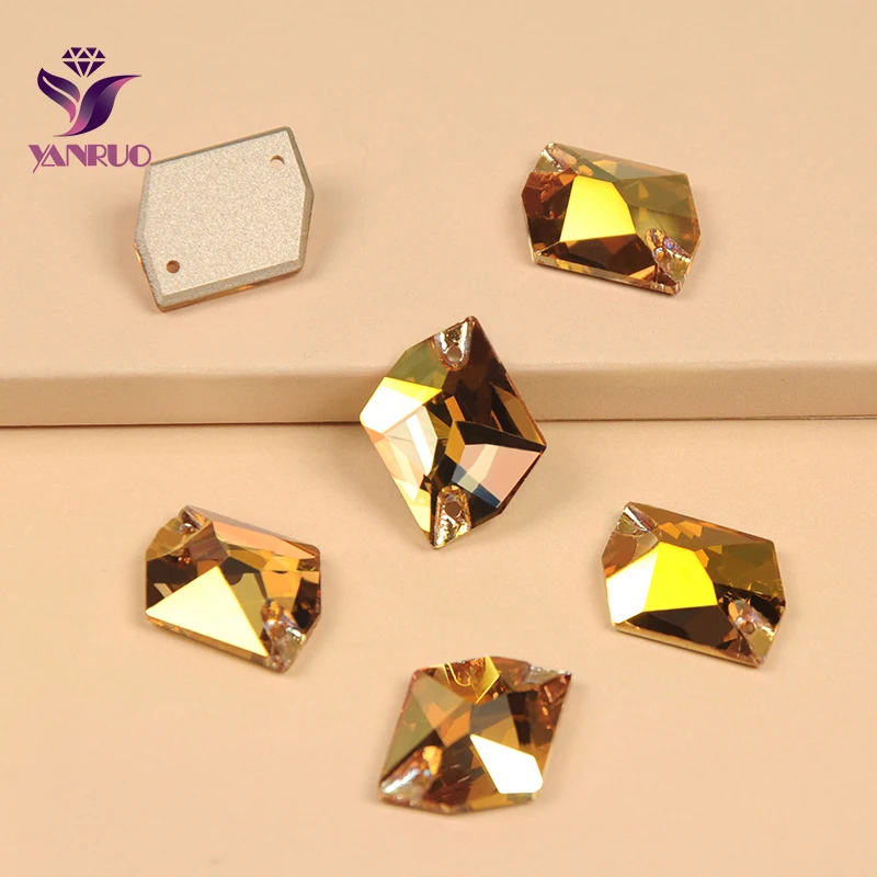 Yanruo kosmische metallische Sonnenschein Gold Glas Strass auf Stoff Hochzeit Kleidung DIY Kunst nähen