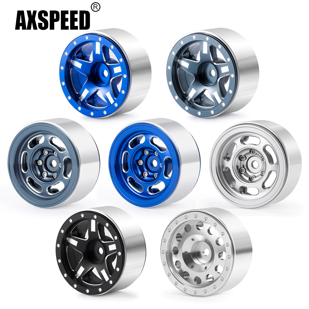 AXSPEED 4Pcs 1.3 inch Beadlock Aluminum Alloy Wheel Rims Hubs for Axial ...