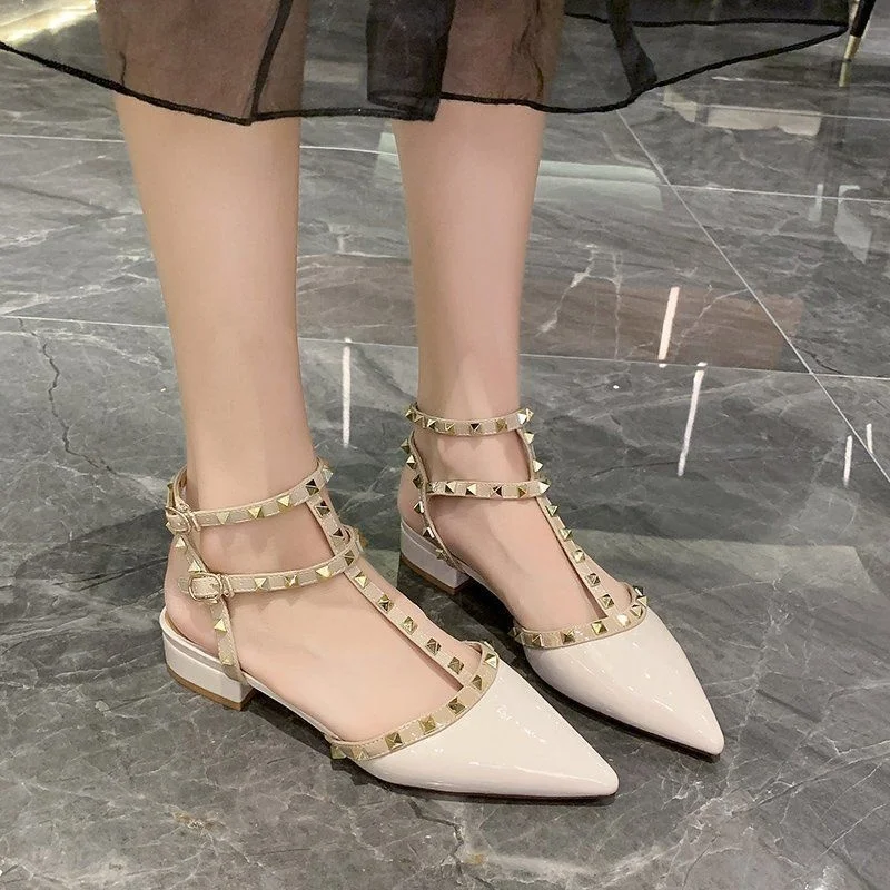 Studded Low Heel Women Sandals Square 