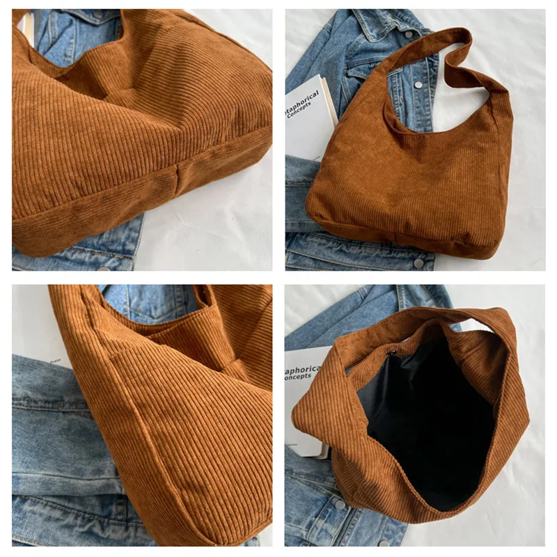 [韓国大人気バッグ] プラHITシンプルショッパーバッグcorduroy New women's bag Japanese and Korean leisure simple corduroy
