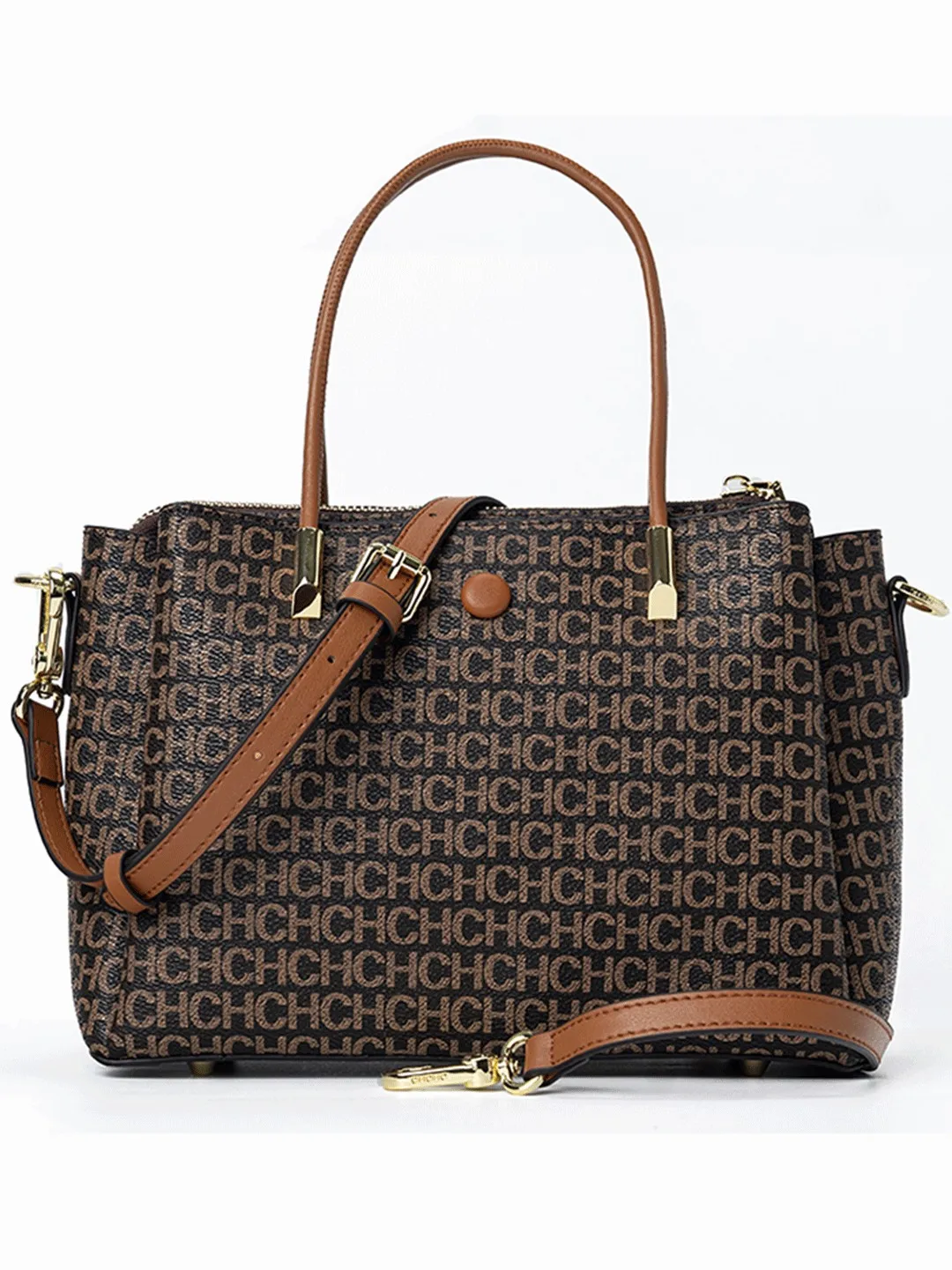 CH Damen Handtasche mit Buchstabenprägung Multifunktionale Schulter-Umhängetasche Modische Damen-Alltagsaccessoires – Detail 1