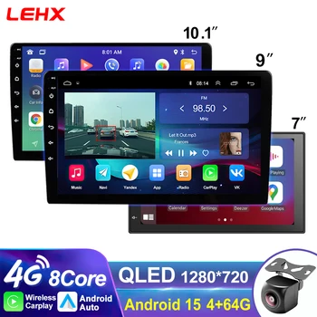 LEHX Universal 7/9/10 pulgadas inalámbrico Carplay 2din Android 15 Radio de coche reproductor de vídeo Multimedia AutoRadio navegación GPS 4G WiFi 1