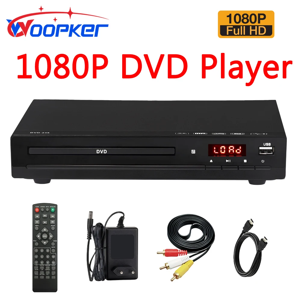 Woopker DVD Player DVD-238 HD 1080P Multimedia Digital TV Portable DVD Player Support DVD CD MP3 MP4 VCD Home Theater System KTV