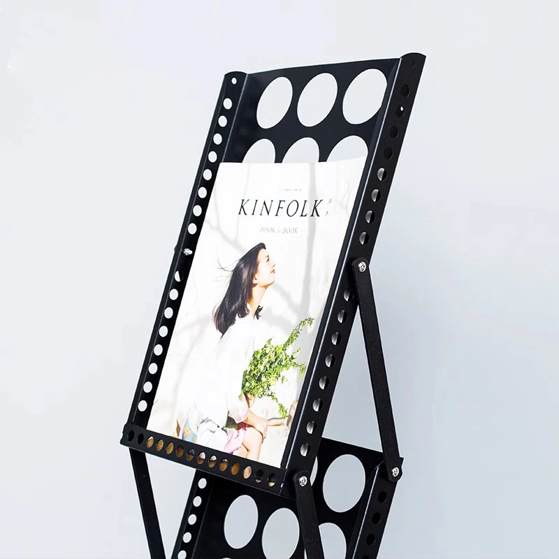 A4 Iron Exhibition Internet Celebrity Storage Folding Information Rack Floor-Standing Medieval Magazine Rack Vertical Newspaper and Journal Promotional Display