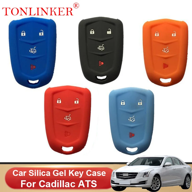 

Silica Gel Car Key Case For Cadillac ATS 2014 2015 2016 Shell Holder Remote Car Dedicated Styling Keychain Accessories