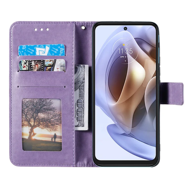 Embossed Leather Wallet Case For MOTOROLA MOTO G73 G53 G13 G72 G62 G52 G22 G10 G30 G31 G41 G51 G71 G Power G Stylus Flip Cover phone case leather phone case leather wallet case leather case