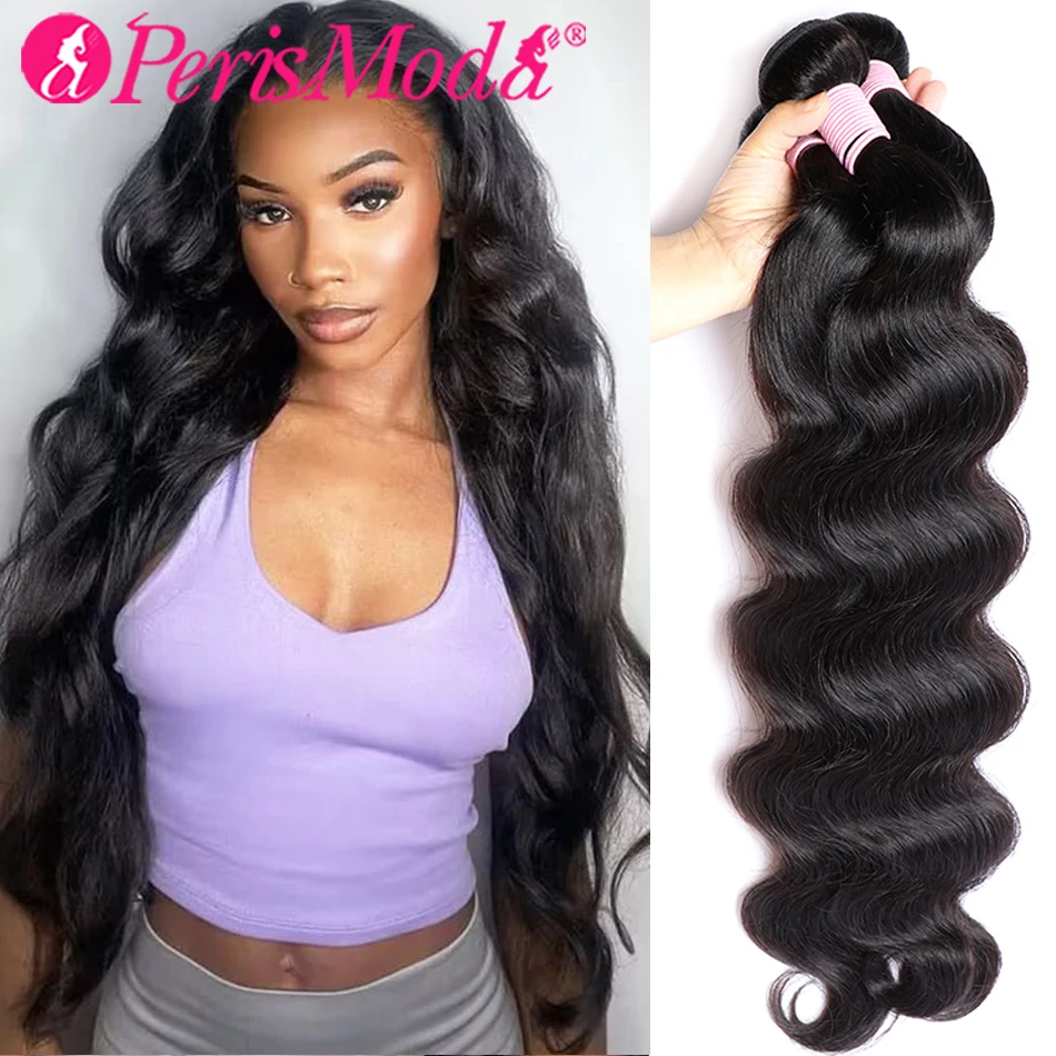 

PerisModa Body Wave 100% Human Hair Bundles Brazilian Weaving 3 4 Bundles Deal Glueless Weave Hair 30 Inch Virgin Hair Extension