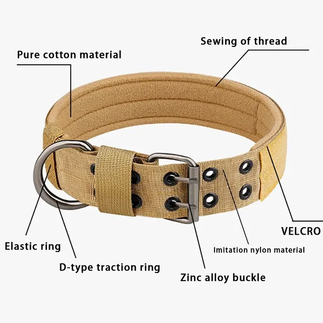 Pet Products Outdoor Tactical Dog Collar Breathability Nylon Collar Medium and Large Dog Training Neck Collar Dog Traction Rope 2