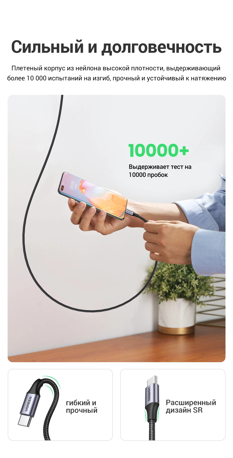 UGREEN 100W USB Type C To USB C Кабель для Macbook iPad Samsung Xiaomi ...