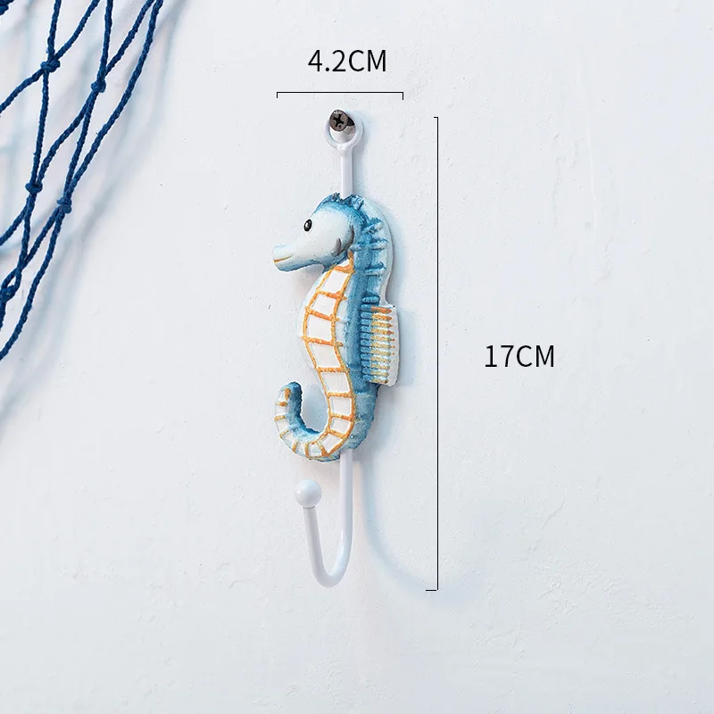 New Nautical Clothes Hats Hook Huaqi HYJ002 Mediterranean Style Coat Hook Wooden Towel Hanger for Wall Decoration 2