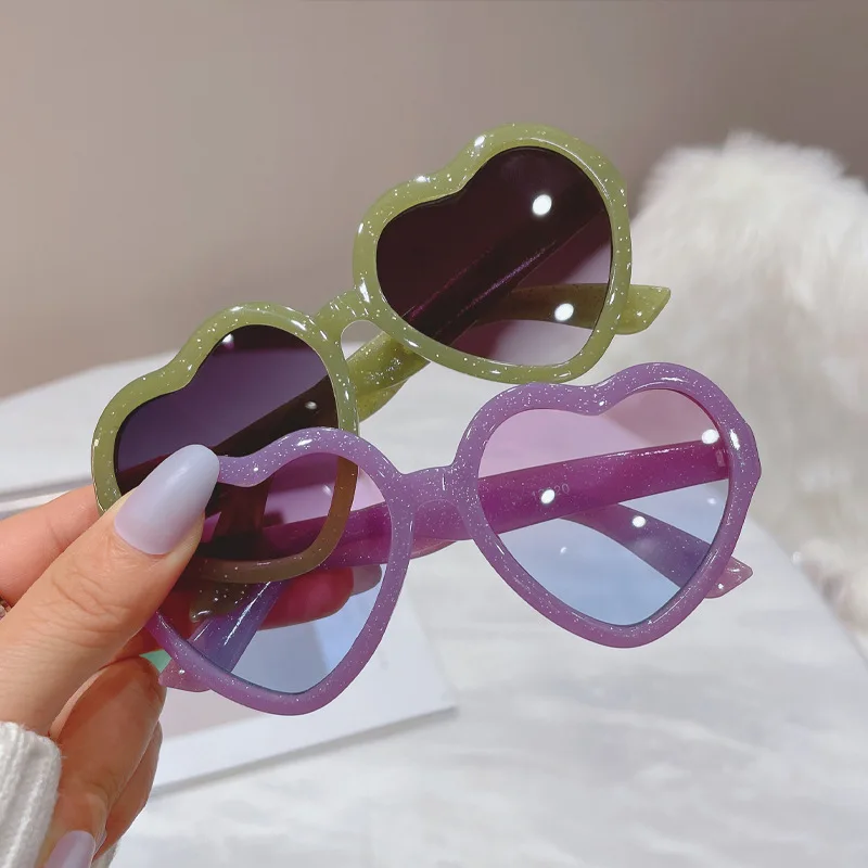 Cute Candy Color Hearts Kids Sunglasses Children Retro Pink Cartoon Sun Glasses Frame Girls Boys Baby Sunglasses UV400_voghion.com