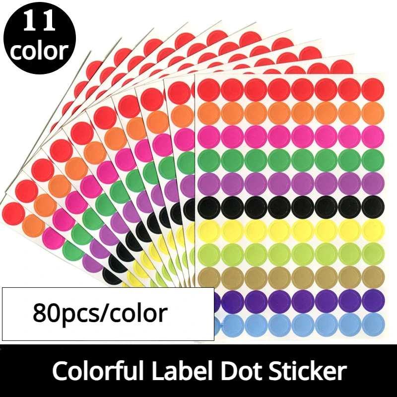 

880pc/10sheets Colored Round Label Stickers Dot Highlight Stickers Scrapbook DIY Decorate Material Letters Invitation Paper Seal