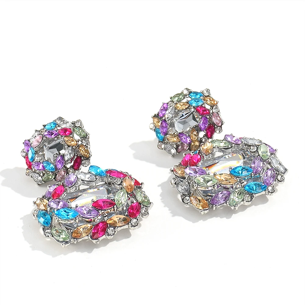 New Design Colorful Crystal Earrings High-quality Fashion Rhinestone Jewelry Accessories For Women crystal earrings