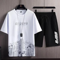 Costume de Sport décontracté en soie glacée pour hommes, sweat-shirt imprimé, pantalon de survêtement, Jogging en plein air, basket-ball, entraînement, Fitness, costume 2 pièces 3