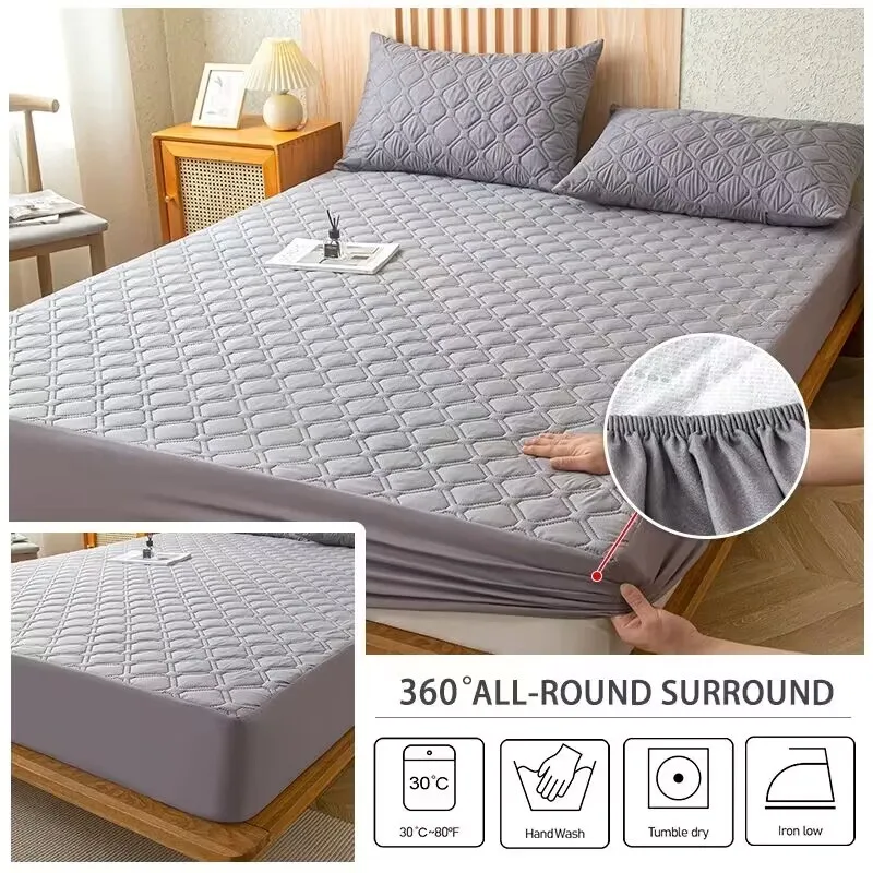 Waterproof Thicken Mattress Pad Cover Durable Non-Slip Mattress Protector  Anti-mite Fitted Sheet Bed Covers 140/150/160/200/220 - AliExpress