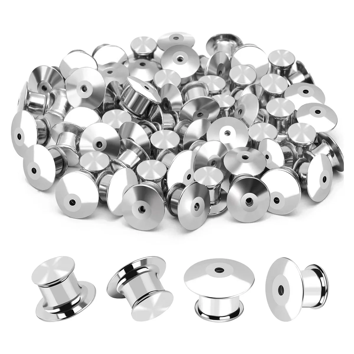 

100PCS Locking Pin Back Locking Pin Retainer Buckle, Used for Locking the Back of Metal Pin of Brooch Enamel Lapel Pin