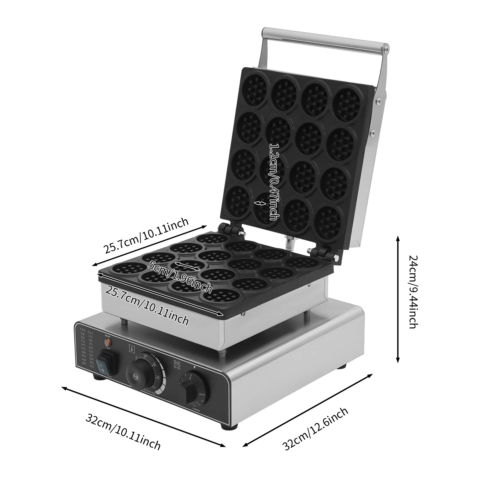 Waffle Baker Machine, 16 Grids Commercial Electric Waffle Maker Temperature Control 110V US Plug for Restaurant Coffee Shop Home 5