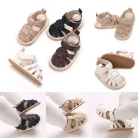 0-18M New Solid ColorToddler First Walker Baby Crib Newborn Baby Summer Sandals Infant Boy Girl Shoes Rubber Soft Sole Non-Slip 1