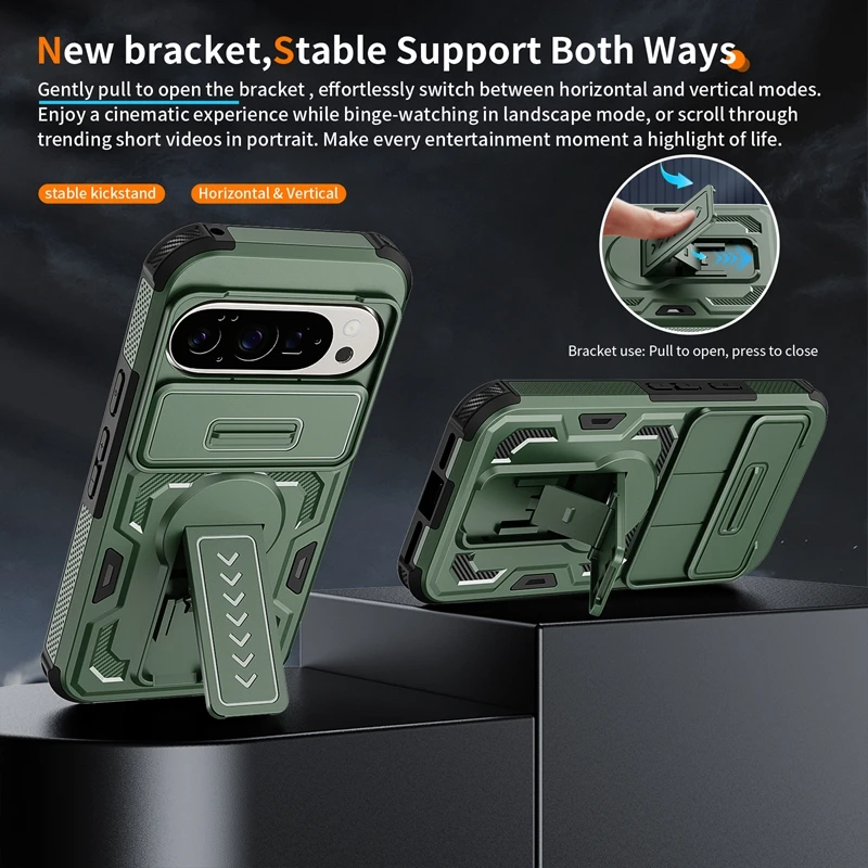 Rugged Military-Grade Shockproof Case with Stand and Camera Protection