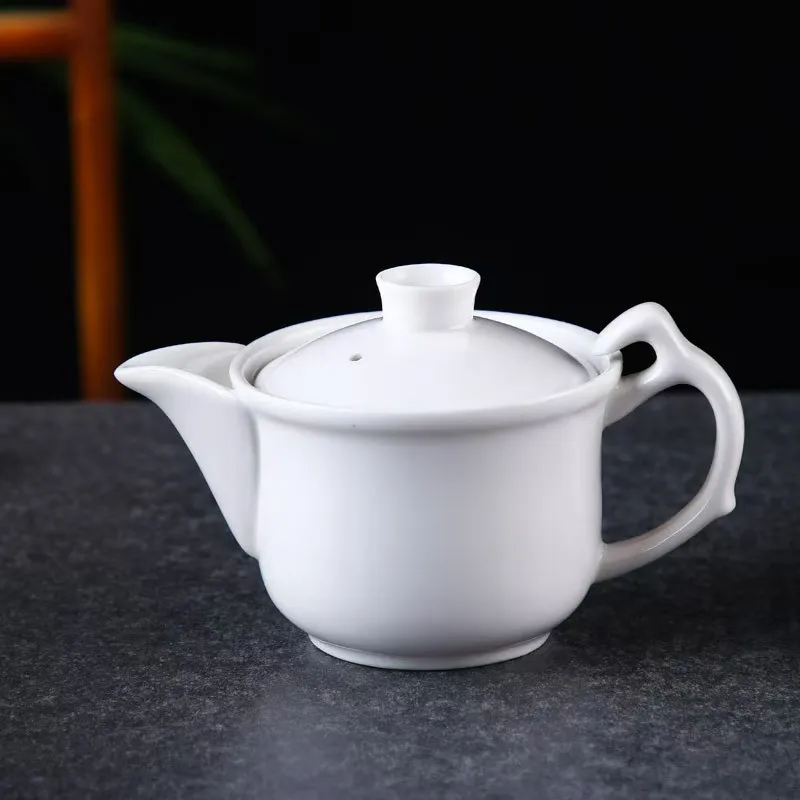 Chinese High Grade Porcelain Teapots, Minimalist Solid Color Ceramic, Kung Fu Ceramic Household, Handmade, 150ml Single Pot, 1Pc