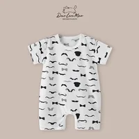 Baby Body Suit Summer New Style Thin Cute Print Short-sleeved Onesie Toddler Boys Fashion Round Neck Jumpsuit Newborn  Clothes 2