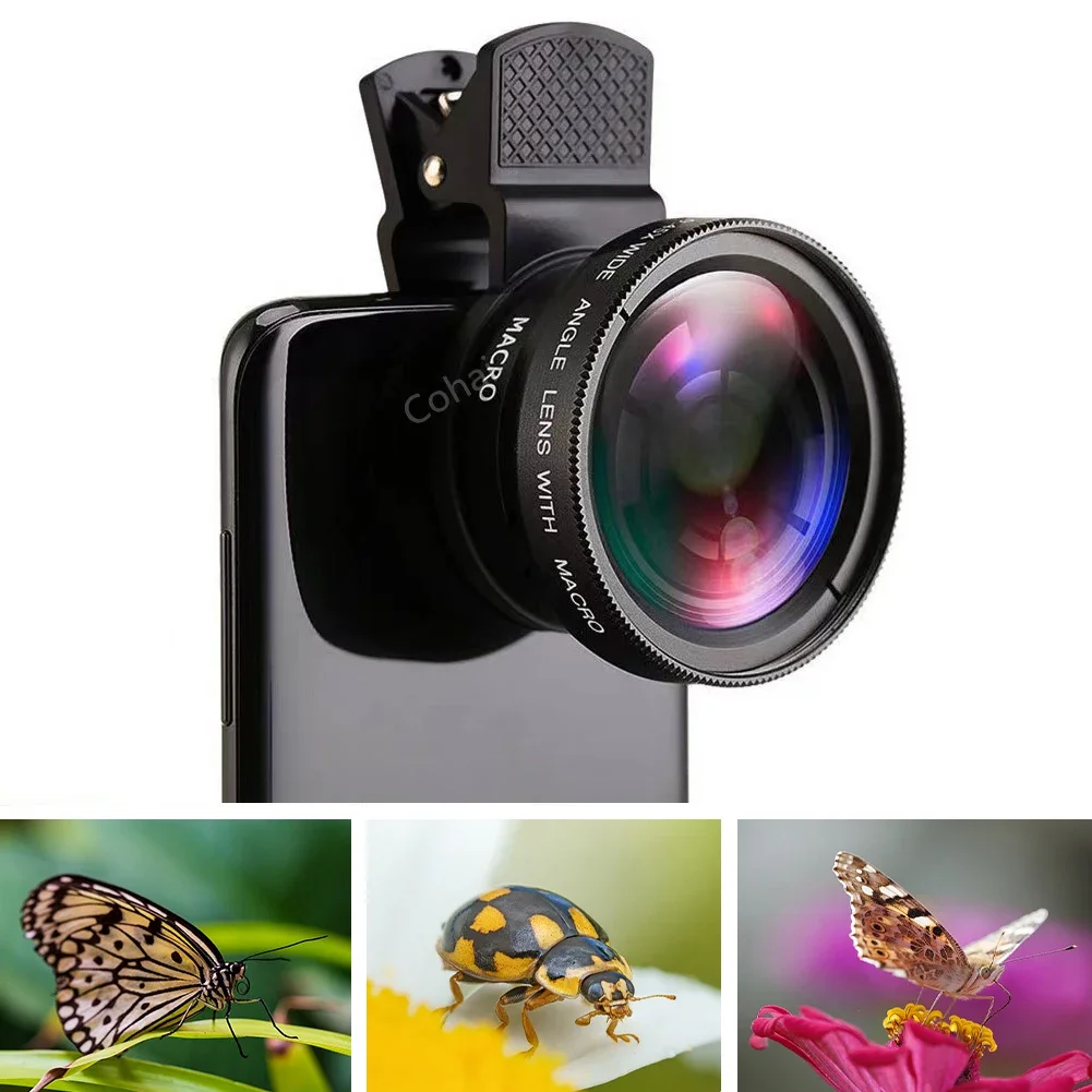 Lente Macro 12X per Telefono, Lente HD 0.45X Super Grandangolare per iPhone 13 12 11 Pro MAX Samsung Xiaomi Huawei