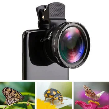 Lente Macro 12X per Telefono, Lente HD 0.45X Super Grandangolare per iPhone 13 12 11 Pro MAX Samsung Xiaomi Huawei