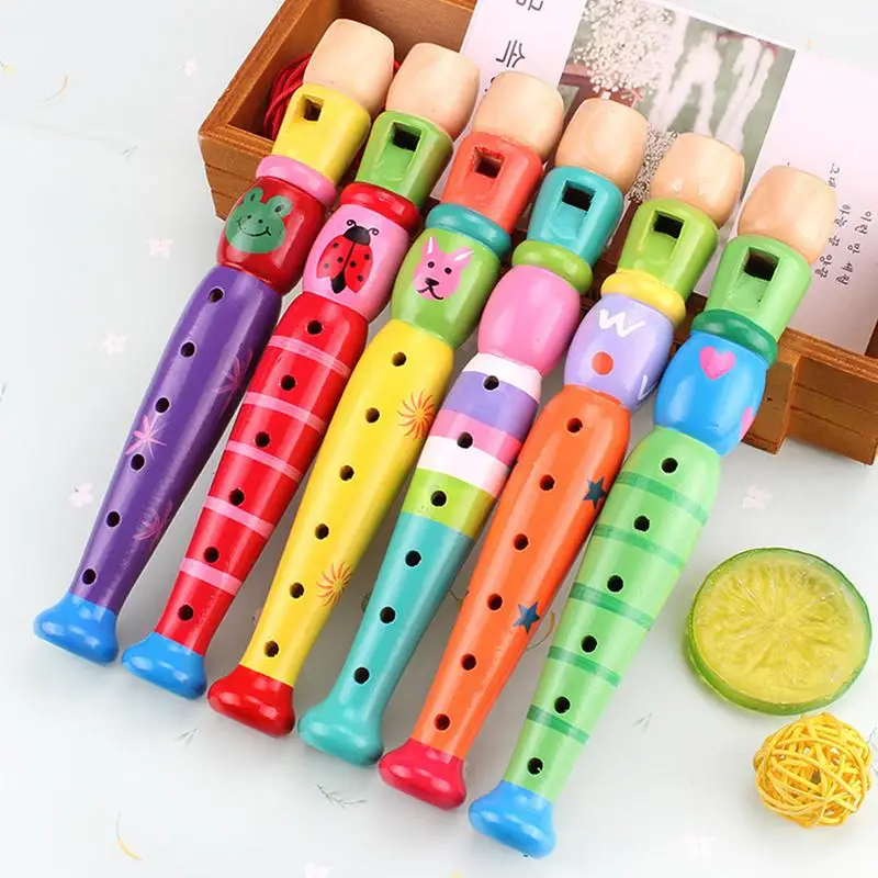 Kids Slide Whistle Wooden Flute Toy for Kid Musical Instrument Early Music Education Develop 6-Holes Recorder Wooden Flute Musical Instruments