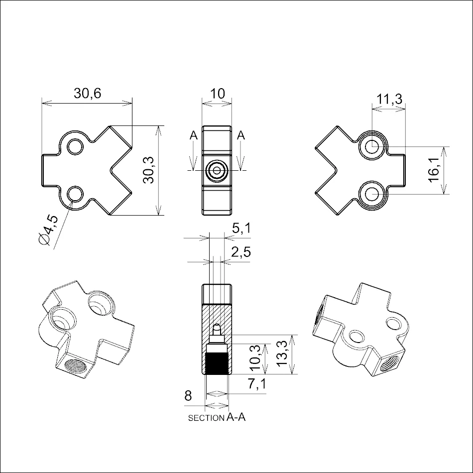 Dreirad Hydraulische Bremse Öl Bremse T-Stück Aluminiumlegierung One Tow Zwei Zubehör Modifizierter Ölrohrverbinder Ölverteilerventil – Detail 7