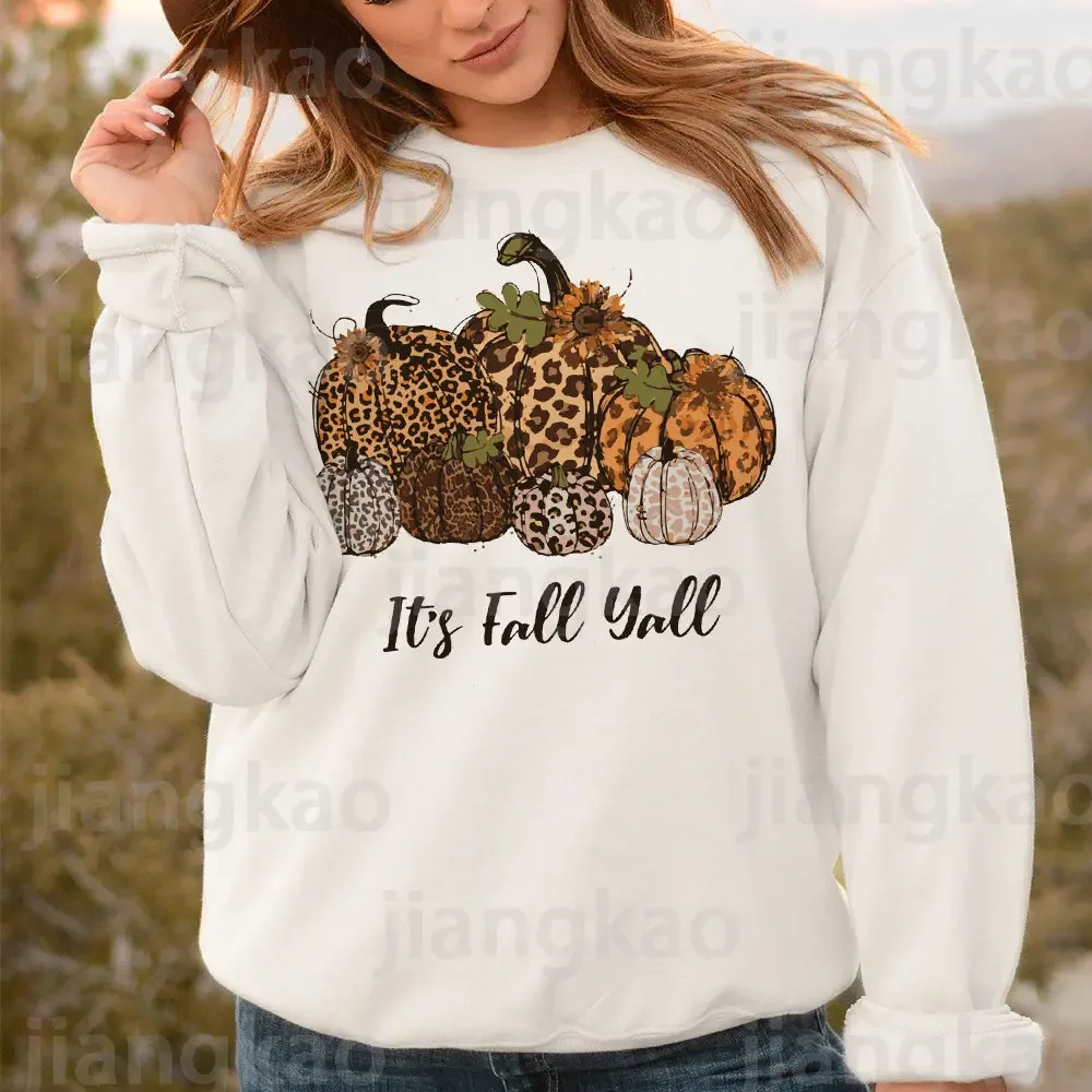 It'S Fall Yall Felpa Del Ringraziamento Autunno Graphic Tops Abbigliamento Moda Retro Autunno Felpa Con Cappuccio Pumpkin Spice Pullover Streetshirts