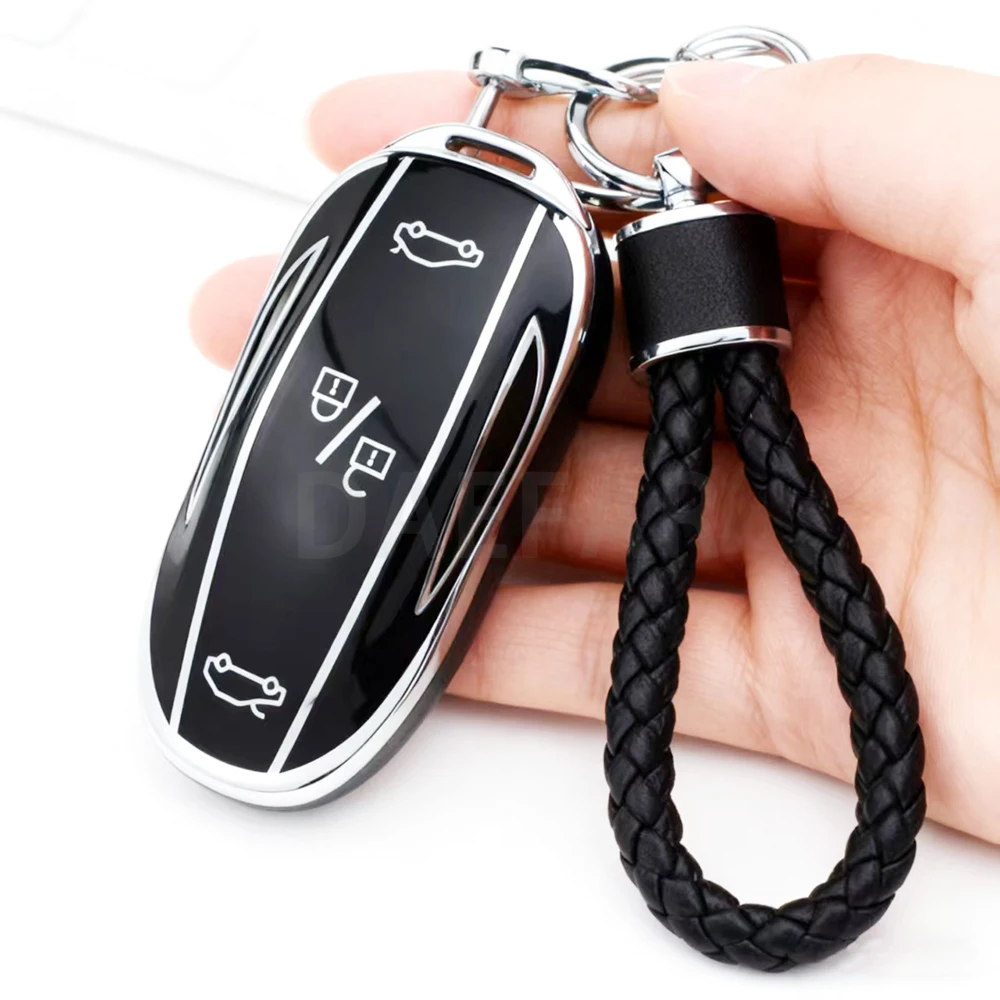 Premium TPU Car Smart Key Case Cover - Protector Fob Shell with Keychain Accessories