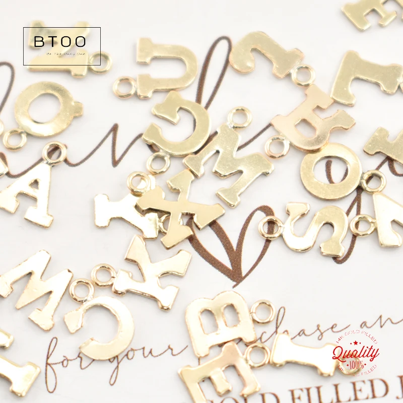 14K Gold Filled Block Letter Charm A bis ZGold Anhänger für Armband Halskette Ohrring DIY Schmuckzubehör handgefertigte Accessoires – Detail 19