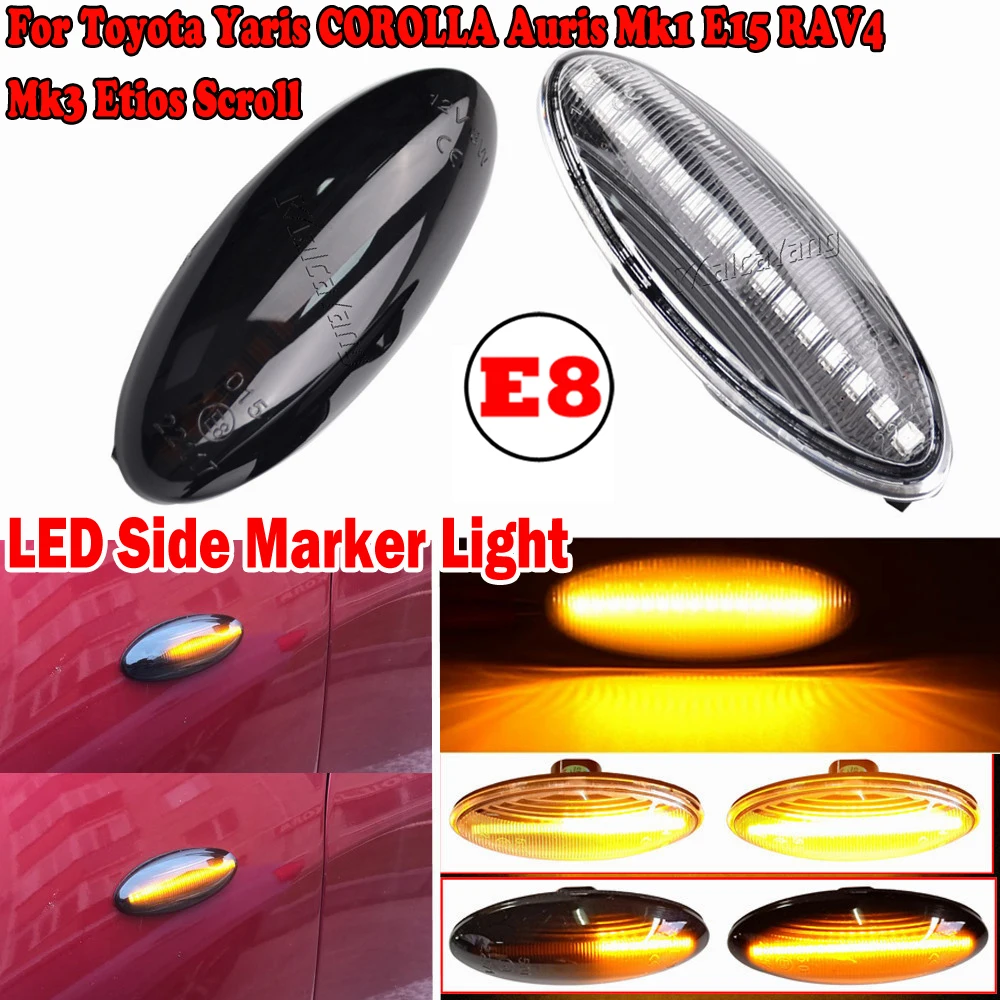 

1 Pair LED Car Dynamic Side Marker Blinker Light For Toyota Yaris COROLLA Auris Mk1 E15 RAV4 Mk3 Etios Scroll Turn Signal Lamp