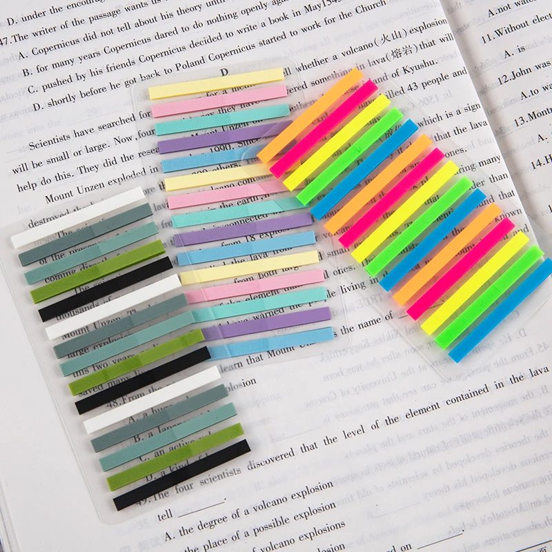 300pcs Reading Aid Highlight Sticker Transparent Fluorescent Index Tabs Flags Sticky Note Stationery School Office Supplies