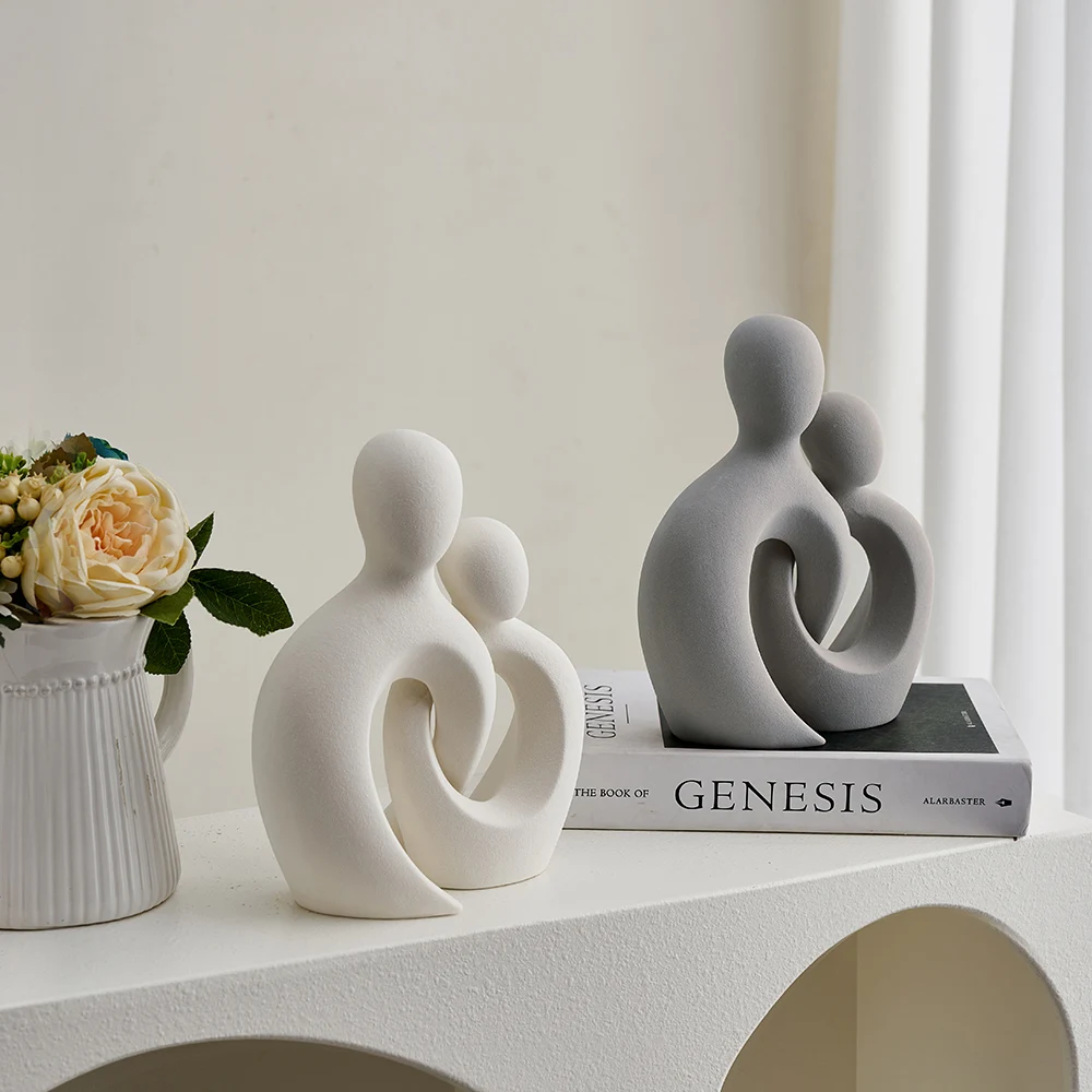 

Home Decoration Unique Couple Statues European Style Living Room TV Cabinet Ornament Ceramic Decorative Sculpture Crafts Gifts