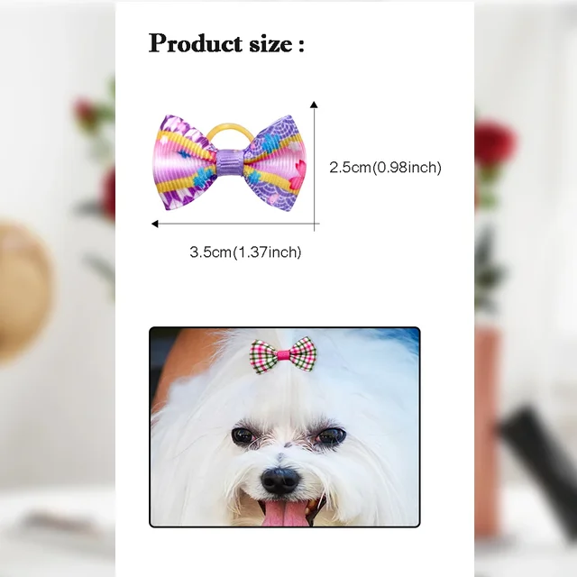 100pcs Pet Accessories Dog Hair bows Fashion Cute Dog Bows  Rubber Bands Pet Hair Collar Decoration for Dog Accessories 2