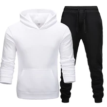 

Men's Tracksuit 2 Piece Plain Hoodie Sets Male Street Clothing Wholesale Ropa Hombre Pullover with Outfits Pants Trousers Suit