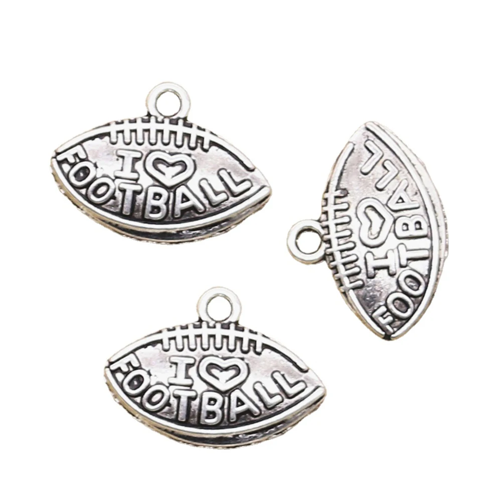 15 stücke Charms ICH Liebe Fußball 21x15mm Antike, Der Anhänger fit,Vintage Tibetischen Silber farbe, DIY Handgemachten Schmuck