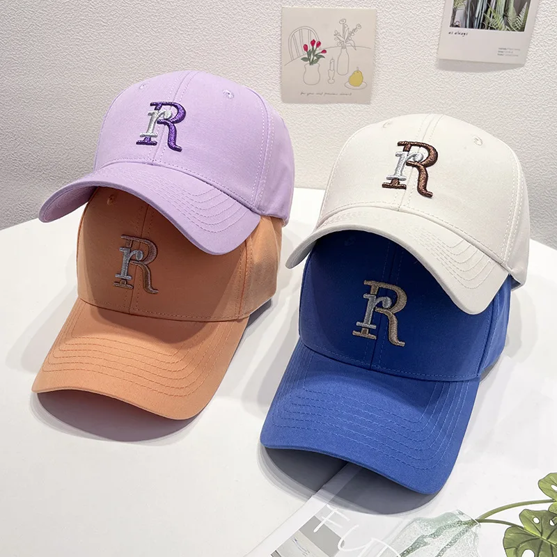 

2023 Han Edition Contracted Embroidery R Cap Children Spring/Summer Leisure Joker Face Small Sunscreen Baseball Cap