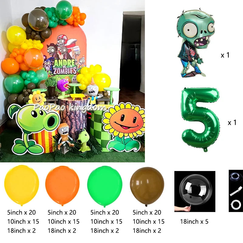 Plants Vs Zombies Balloon Arch Kit - Kids Party & Room Decoration Set