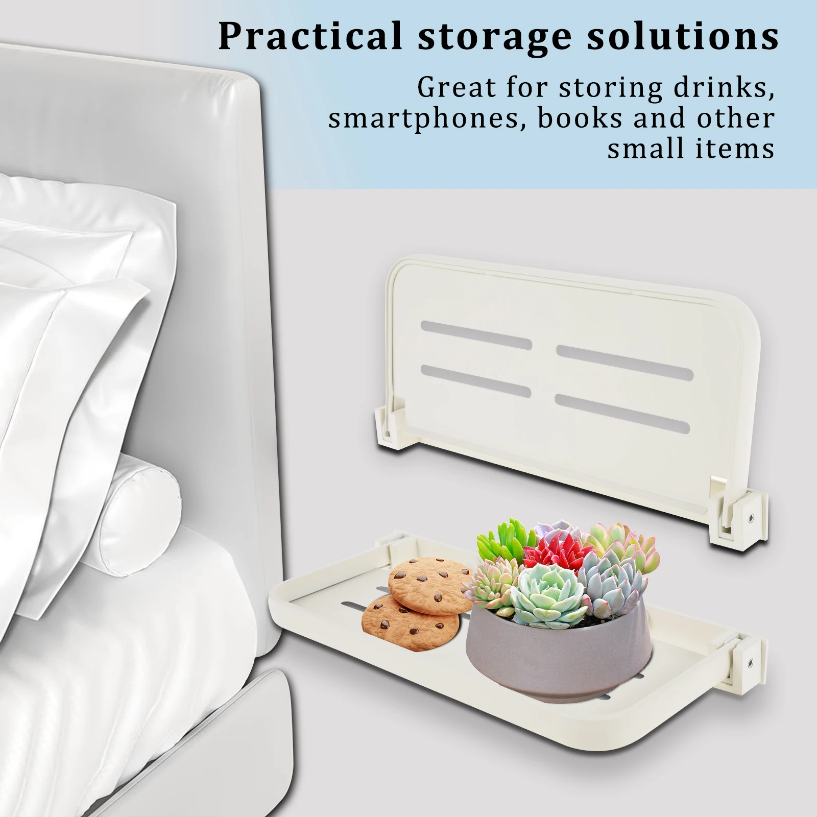 2-Pack Space-Saving Foldable Aluminum Shelves - Wall-Mounted Compact Design